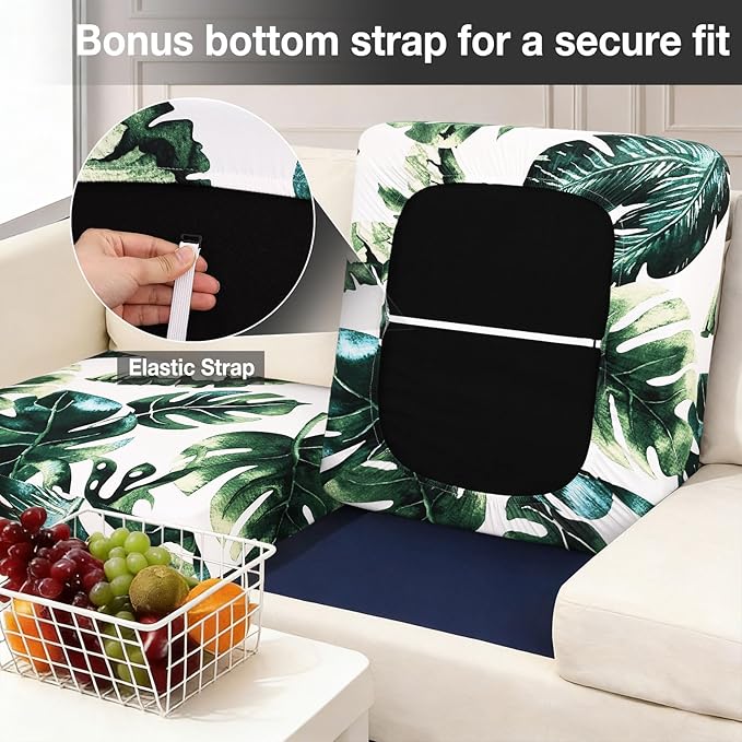Patio Cushion Covers, 12-Piece Stretch Set, Monstera Deliciosa