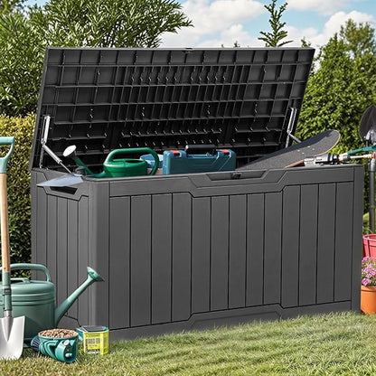 Deck Box 80 Gallon Resin Outdoor Storage with Lock Dark Gray