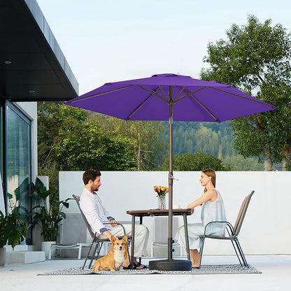 JEAREY 7.5FT Patio Umbrella Market Table Umbrella with 6 Sturdy Ribs, Push Button Tilt/Crank Outdoor Umbrella for Garden, Deck, Backyard, Pool and Beach,Dark Purple