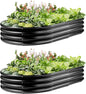 2 Pack Raised Garden Bed Kits, 4x2x1FT Black Oval Galvanized Outdoor Planter Beds, Easy Assembly Metal Raised Bed for Vegetables, Flowers & Herbs