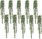 10 Pcs Artificial Succulents Hanging Plants, Fake String of Pearls Greenery Plants, Decoration for Wall Home Backdrop Garden Windows Balcony Indoor and Outdoor (10PCS Green)