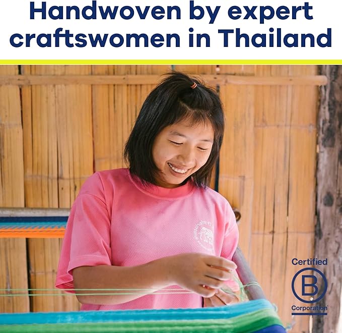 Handwoven Hammock by Yellow Leaf Hammocks - Family Size, Fits 2+ PPL, 550lb max - Weathersafe, Super Strong, Easy to Hang, Ultra Soft, Artisan Made - Color: Stripe Navy Blue - White