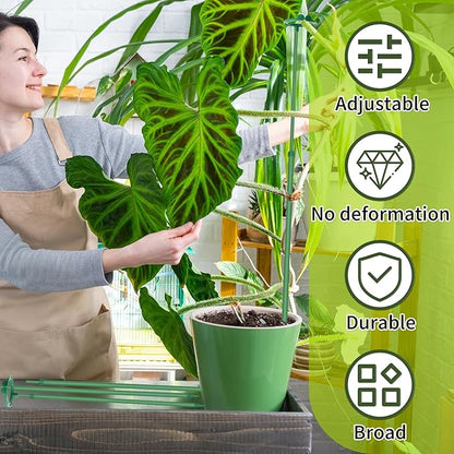 Extendable Plant Stakes,Adjustable Length from 17.9IN to 42.3IN Monstera Support Stakes with Clips,Sturdy Plant Stakes for Indoor Outdoor,Garden Sticks for Tomato,Orchid,Climbing Plants- 3Pack