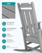 Rocking Chairs in Space Grey, HDPE Wood Texture, 350 lb Capacity, Outdoor Use