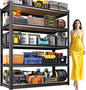 AOARGG 78" H Garage Shelving Heavy Duty Storage Shelves, Metal Adjustable Shelving Unit, Utility Garage Organizer Shelf for Basement, Pantry, Kitchen, Warehouse, 45.6" W x 19.7" D x 78" H, Black