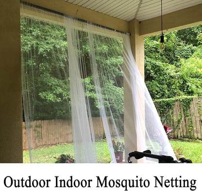 Patio Screen Mesh Outdoor Curtains Waterproof Sheer Lightweight Bug Netting for Porch Gazebo Garden Party Wedding Backdrop, White, W 125 x L 108 inch per Panel, 2 Panels