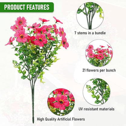 Artificial Flowers Outdoor Fake Plants, Faux Silk Flowers Plastic Plants for Outdoors Indoor Outside Front Porch Hanging Planter Window Box Garden Home Spring Decoration, 14 Pack (Mix)