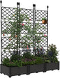 IDEALHOUSE Raised Garden Bed Kit with Trellis, Vertical Metal Planter Box for Small Space, Balcony Privacy Screen for Climbing Plants & Flowers, Patio Vertical Gardening Solution, Black