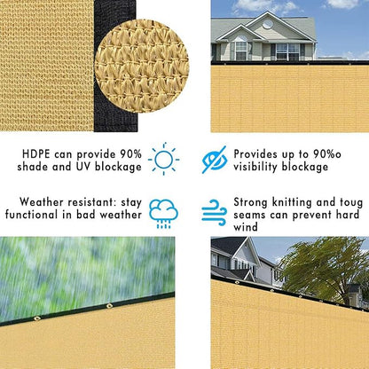 UPGRADE Privacy Fence Screen 6'x38' Sand Outdoor 90% Visibility Blockage 170 GSM Mesh Shade Cover Panels for Backyard,Balcony,Home Decoration with Zip Ties,Customized Avaliable