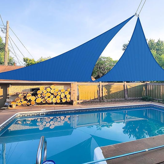 E&K Sunrise 13' x 13' x 13' Sun Shade Sail Triangle Canopy Shade Cover UV Block for Patio Backyard Garden Outdoor (Blue)