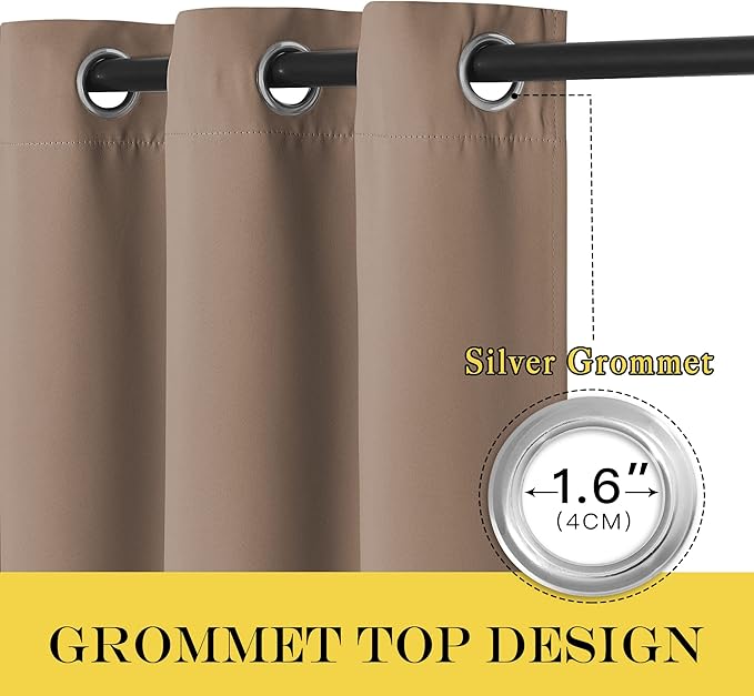 NICETOWN Patio Blackout Curtain Panels - Extra Wide Curtains, Sliding Door Insulated Drape, Privacy Room Divider Curtain for Hall Room (Cappuccino, 100 x 108 Inch)