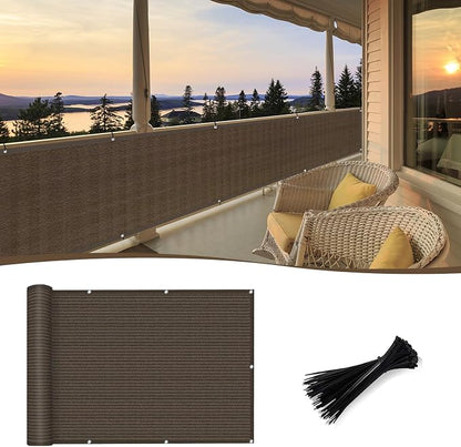 SUNNY GUARD Customized 3.3'x31' Brown Balcony Privacy Screen, 90% Shade by SUNNYGUARD