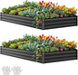 YITAHOME 8x4x1ft 2pcs Large Raised Garden Bed Kit, Galvanized Metal Planter Box with Gloves, Ground Nails & Safety Rubber, Outdoor Above Ground Planters for Plants Vegetables Flowers, Black