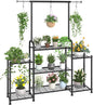 Simple Trending Plant Stand Indoor Outdoor, Metal 3 Tier Tall Hanging Plant Shelf for Multiple Flower Planter Large Heavy Duty Ladder Plant Holder for Garden, Black