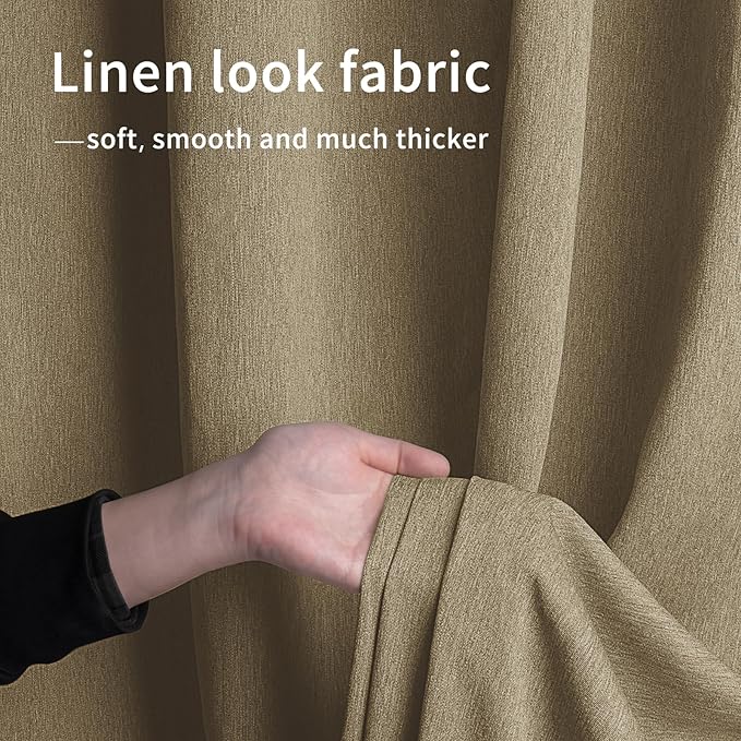 Easy-Going Linen Look Outdoor Curtains Waterproof Windproof Porch Curtains, Soft Thicken Outdoor Privacy Curtains for Patio, Gazebo, Grommet Top and Tab Bottom Drape, 1 Panel, 54x108 inch, Khaki