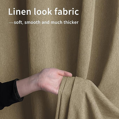 Easy-Going Linen Look Outdoor Curtains Waterproof Windproof Porch Curtains, Soft Thicken Outdoor Privacy Curtains for Patio, Gazebo, Grommet Top and Tab Bottom Drape, 1 Panel, 54x96 inch, Khaki