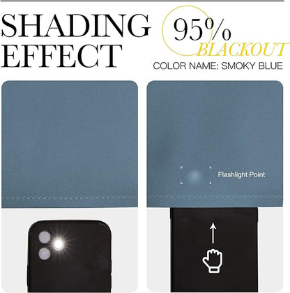 NICETOWN Blackout Curtain Panel - (Stone Blue Color) Light Blocking Room Darkening Window Drape for Nursery/Bedroom, Ring Top, W52 x L84, 1 PC