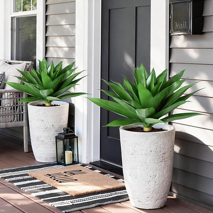 Ivydale Outdoor Faux Plants, 2 PCS 28" Artificial Agave Plant for Outdoors Outside Decoration, Large Fake Plants Realistic Greenery UV Resistant for Planter Porch Patio Yard Garden Indoor(Red)