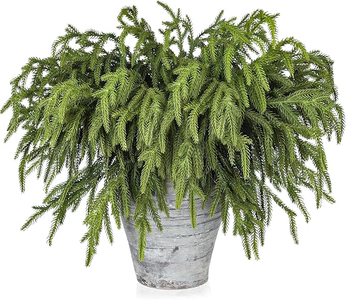 Artificial Pine Greenery Stems, 30 Pack, 18 Inch Green Polyethylene