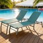 Kozyard 2-Pack Outdoor Lounge Chairs, Foldable Aluminum Frame Patio Chaise Lounge with 5-Position Adjustable Backrest, No Assembly, Breathable Textilene Fabric for Poolside Beach (MintGreen, Notable)