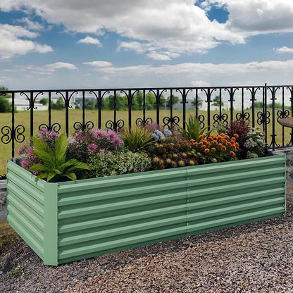 GarveeLife 6x3x2 ft Galvanized Raised Garden Bed, 24" Tall Metal Planter Box for Flowers Vegetables, Rust-Resistant Raised Garden Beds for Gardening, Easy Assembly Outdoor Garden Box & Planters, Green