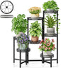 Plant Stand Indoor Outdoor, 7 Tier Large Plant Stand with 7.9-Inch Wide Drainage Tray, Tiered Corner Metal Iron Flower Display Holder Shelf, Folding Tall Rack for Patio Balcony Porch - BlackFlower