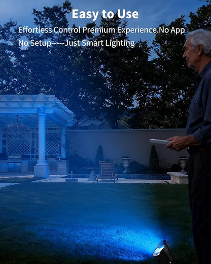 Ofuray Solar Spot Lights Outdoor, RGB Color Changing with 8 Lighting Modes, IP67 Waterproof Landscape Lights 9.8ft Cable, 5200mAh Power Dusk to Dawn Solar Spotlights for Flag, Garden & Outdoor Décor