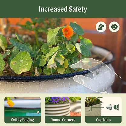 32" Extra Tall Raised Garden Bed Kits, 2 x 8 x 2.7ft Raised Planter Box Outdoor, 3.5 x 6.5 x 2.7ft Deep Root 9 in 1 Modular Metal Raised Beds for Gardening Vegetables Flowers Fruits - Sunlit Oak