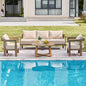 Patio Furniture Set, 4 Pieces Outdoor Furniture Patio Conversation Set with Washable Thick Cushions, Outdoor Couch Patio Sofa Set for Balcony, Porch, Backyard, Beige