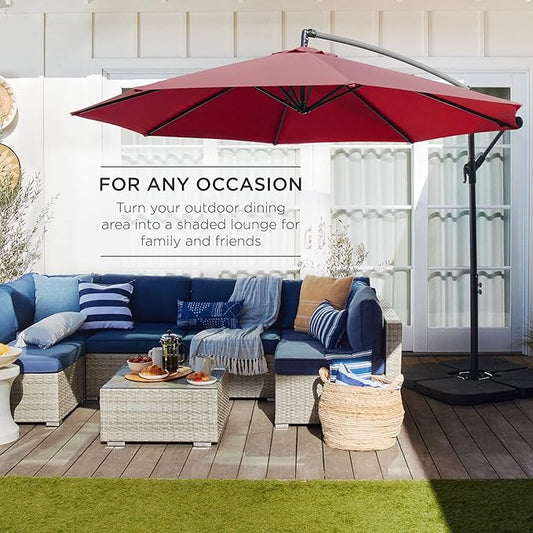 Offset Cantilever Hanging Market Patio Umbrella, 10ft
