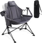 EVER ADVANCED Padded Hammock Camping Chair, Oversized Heavy Duty Swing Chair with Detachable Cup Holder, Portable Folding Rocking Camping Chair, Support Up to 400lbs