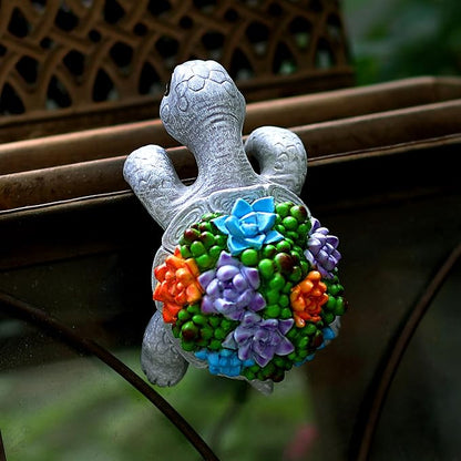 Mini Turtle Statue Miniature Tortoise Figurine Plant Pot Hanger, Realistic Resin Climbing Turtle Ornament Garden Decor for Bonsai Succulents Aquariums, Creative Gift for Plant Parents