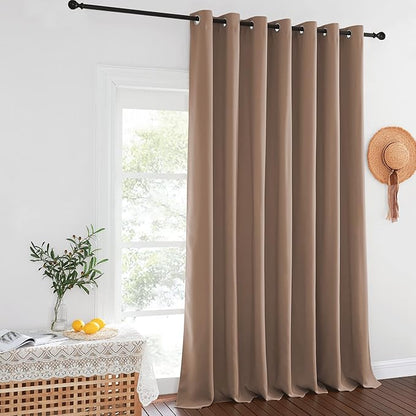 NICETOWN Cappuccino Blackout Curtains for Bedroom/Living Room 132 Inch Length - Thermal Insulated Room Darkening Grommet Top Window Curtains (100 by 132 - Inch, 1 Panel)