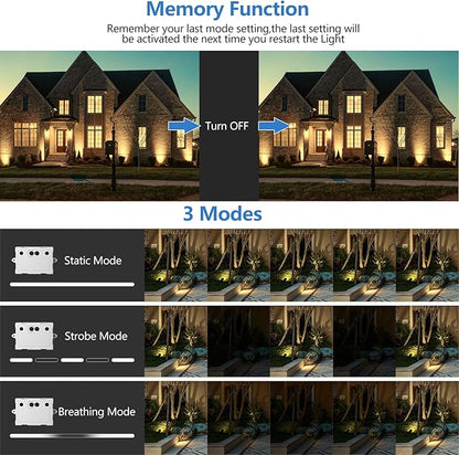 MEIHUA Solar Spot Lights Outdoor, 3 in 1 Landscape Spotlights 2700K Warm White, 3 Lighting Modes & 3 Brightness, IP66 Waterproof Solar Lights Outdoor Garden for Pathway Driveway Yard Tree
