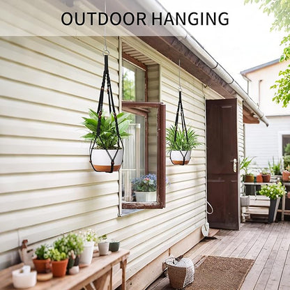 Macrame Plant Hanger - Fits 6 to 15 inches Pots for Indoor Outdoor, 43 Inch, Set of 2, Black (POTS NOT Included)