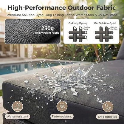 NICESOUL 9 Piece Modern Outdoor Furniture Set with Fire Pit Table, 8 Seat L-Shaped Extra Large Sectional Sofa Sets, 29.3'' High Back Comfy Modular Wicker Conversations, Natural Gas & Propane, Grey