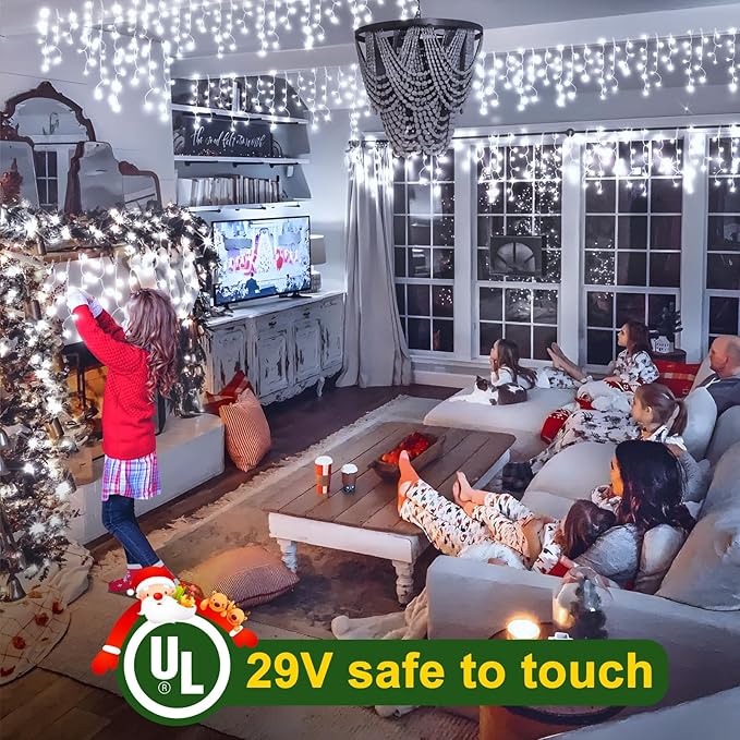 String Lights 100ft, 1216 LED Cool White, 8 Lighting Modes, IP44 Outdoor