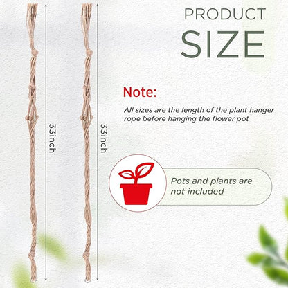 EBOOT 2 Pack 33 Inch Large Macrame Plant Hanger Rope to Hang Flower Pot Plant Holder for Indoor Outdoor Decorations, 4 Legs (Linen Color)