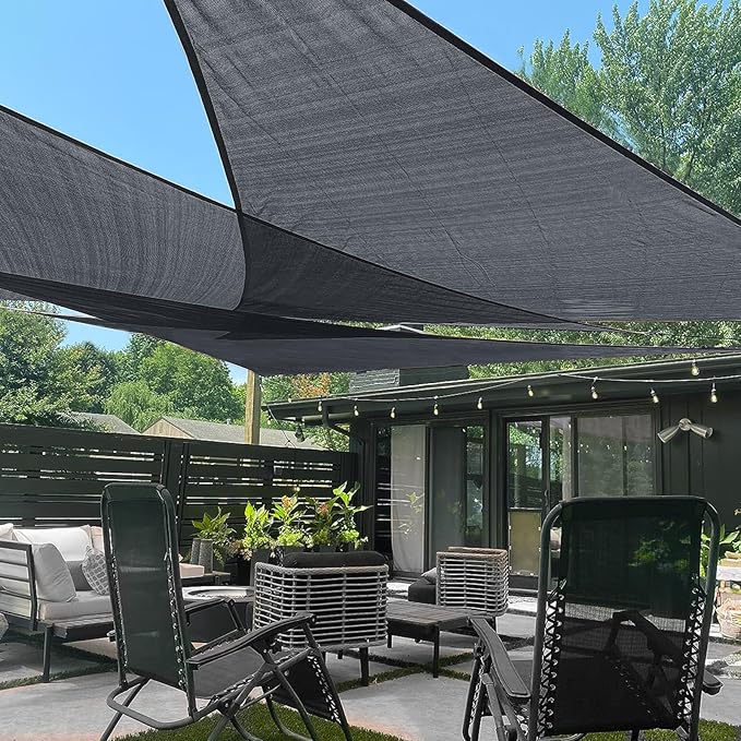 LOVE STORY 8' x 8' x 8' Sun Shade Sails Triangle Sunshades Sail Shade Canopy Patio Cover for Shade Outdoor, Graphite Grey