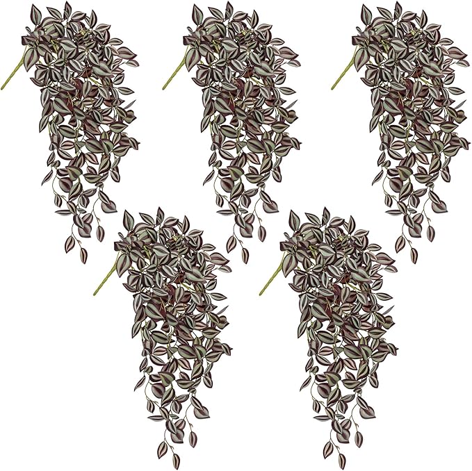 Artificial Greenery Hanging Plants, 5 Pack, 22 Inch Wandering Jew Style