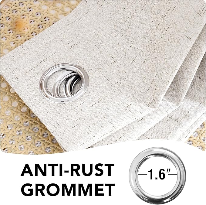 H.VERSAILTEX Blackout Curtains, Durable Thick Textured Look 100% Blackout Patio Door Curtain, Grommet Extra Wide Sliding Door Curtain Panel Long Curtains, W100 x L108 inch- Ivory