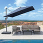 PURPLE LEAF Patio Umbrella 9' X 9' Rectangle Cantilever Umbrella Large Aluminum Outdoor Umbrellas with 360-degree Rotation & UPF40+ Premium Fabric for Deck Pool Garden Yard, Ocean Slate