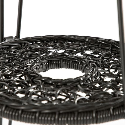 Furniture of America Ysar Boho 19-inch Round Coffee Table Outdoor with Tempered Glass Top and Metal Frame, Handcrafted Coastal Furniture for Patio, Poolside, Garden, Yard, Black