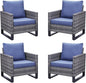 Belord Outdoor Wicker Chair Patio Chairs Set of 4, All Weather Rattan Club Chairs 4 Piece Furniture Set with Leveling Feet Water-Resistant Cushion Anti-Rust Frame