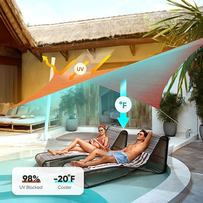 Quictent 12x16ft 185G HDPE Rectangle Sun Shade Sail Canopy 98% UV Block Outdoor Patio Garden with Hardware Kit (Terracotta)