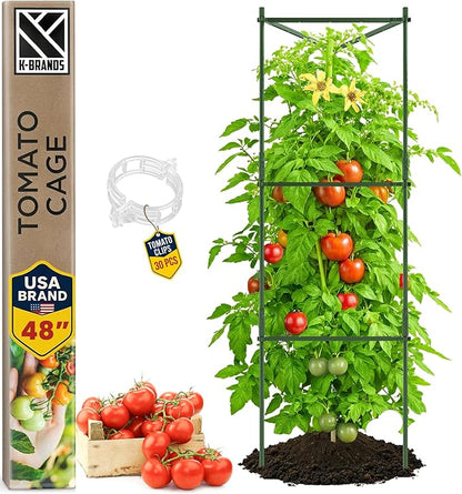 Tomato Cage - Large Trellis Stakes and Plant Support Structures for Vegetables and Climbing Plants - Tall Tomato Cages for Garden, Pots, Raised Garden Bed Outdoor Supplies (1 Pack - Up to 48")