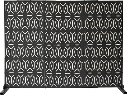 Oakland Living 6 ft. X 4 ft. Black Freestanding Metal Privacy Screen Room Divider