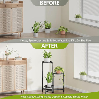 3 Tier Plant Stand Indoor, Tiered Plant Stand Outdoor for Multiple Plants, Corner Plant Shelf for Patio Balcony Porch Garden Living Room House, Black