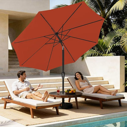 MEWAY 9ft Patio Umbrella Outdoor Table Umbrellas with Push Button Tilt and Crank, Market Umbrella 8 Sturdy Ribs for Deck, Garden, Pool and Backyard, Orange