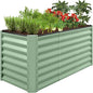 Best Choice Products 4x2x2ft Outdoor Metal Raised Garden Bed, Deep Root Box Planter for Vegetables, Flowers, Herbs, 119 Gallon Capacity, 100% Non Toxic Materials - Sage Green
